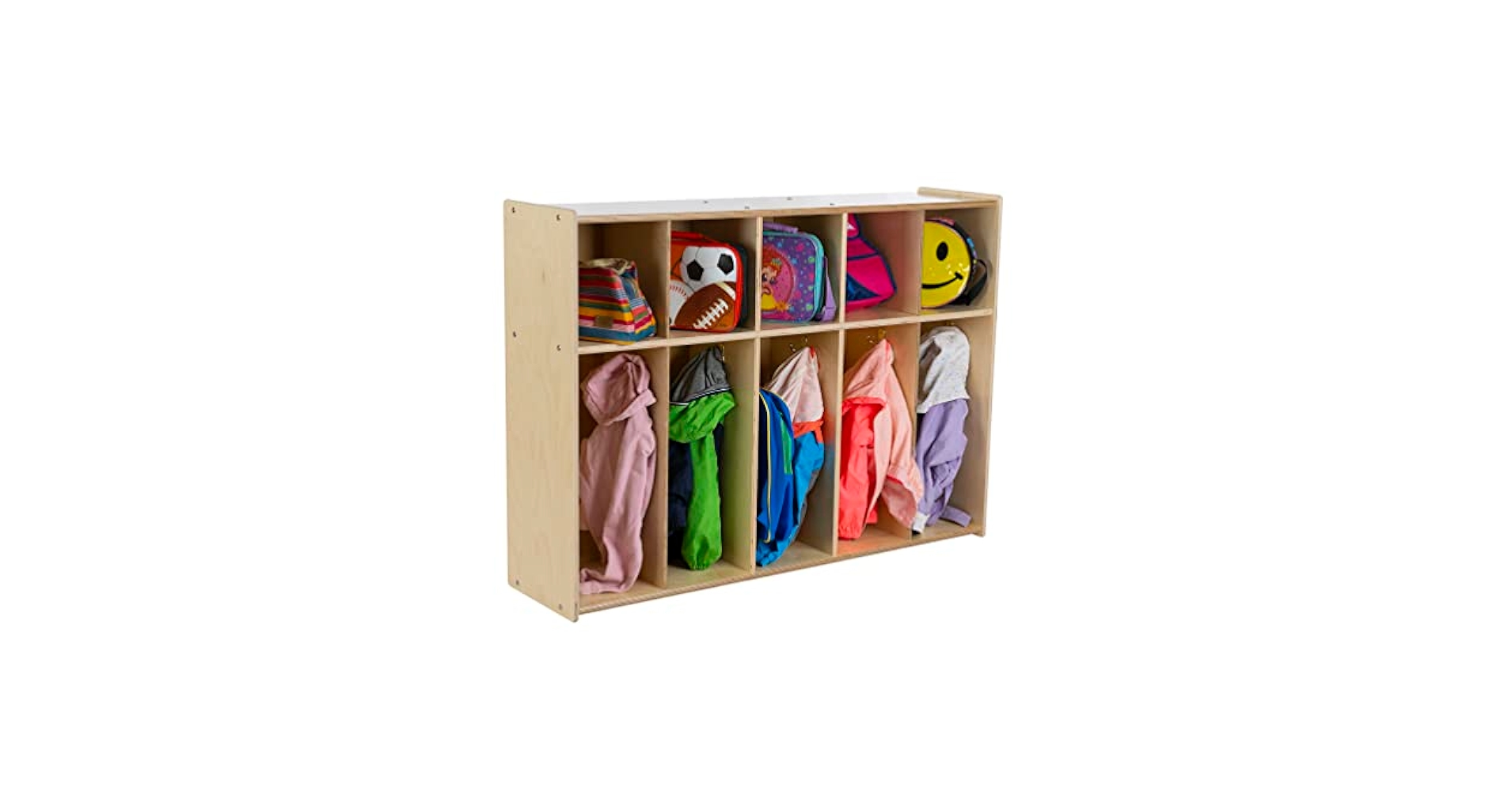 RRI Goods 5-Section Coat Locker with Cubbies, Wooden